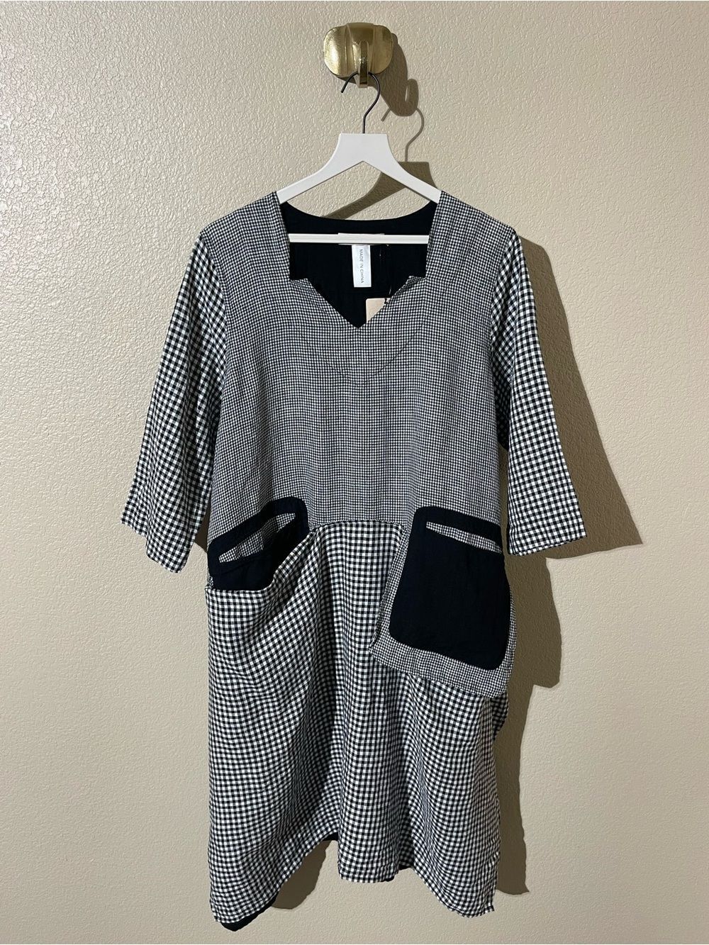 Cheyenne Black & White Gingham Pocket Midi Dress